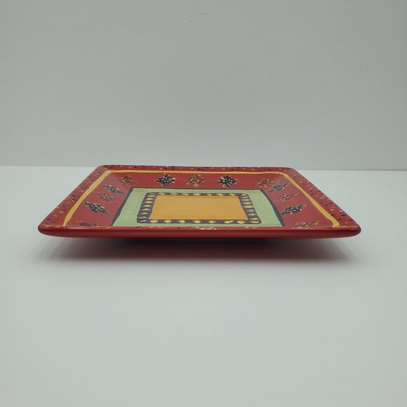 Corsica Home Rumba Square Salad Snack Plate Tabletops Unlimited Red Gold Plate - Picture 5 of 6